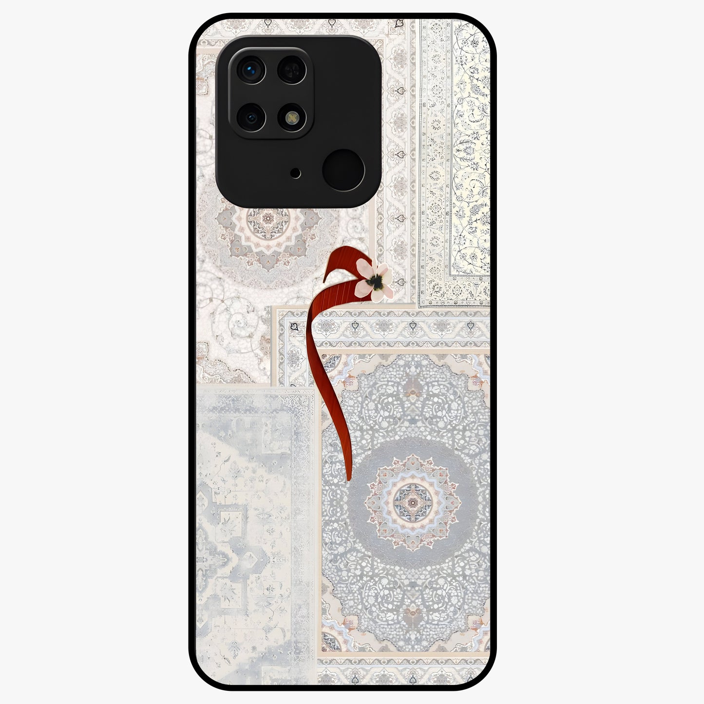 White Aesthetic Bow Glass Case showing flat back view with minimal bow artwork and glossy glass finish.
