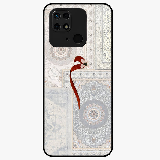 White Aesthetic Bow Glass Case showing flat back view with minimal bow artwork and glossy glass finish.