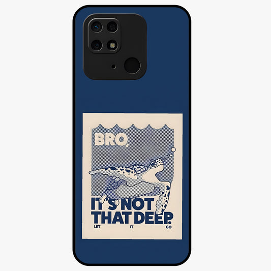 Worry Less Swim Glass Case showing flat back view with playful motivational artwork and glossy glass finish.