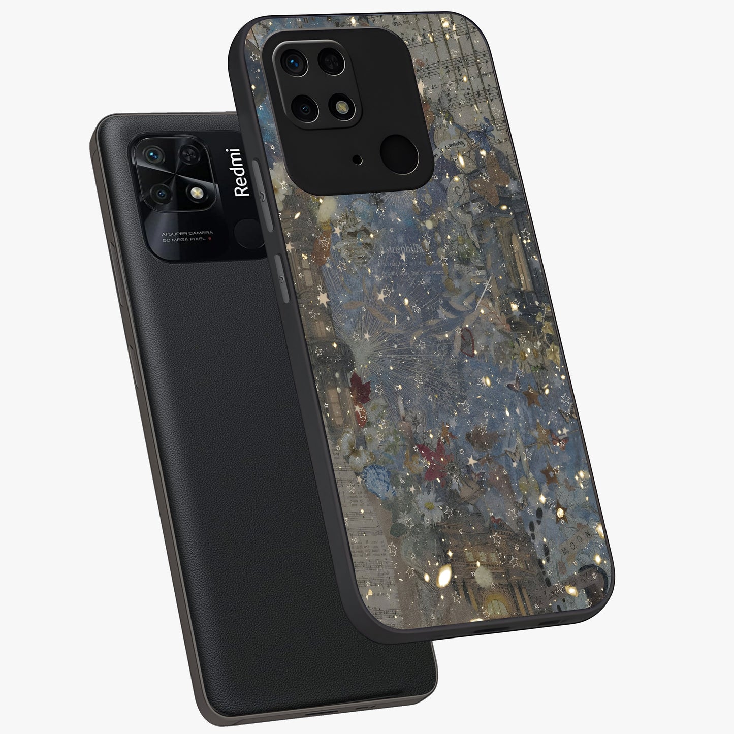 Aesthetic Astrolophia Glass Case displayed in angled mockup highlighting artistic aesthetic elements and smooth glass surface.