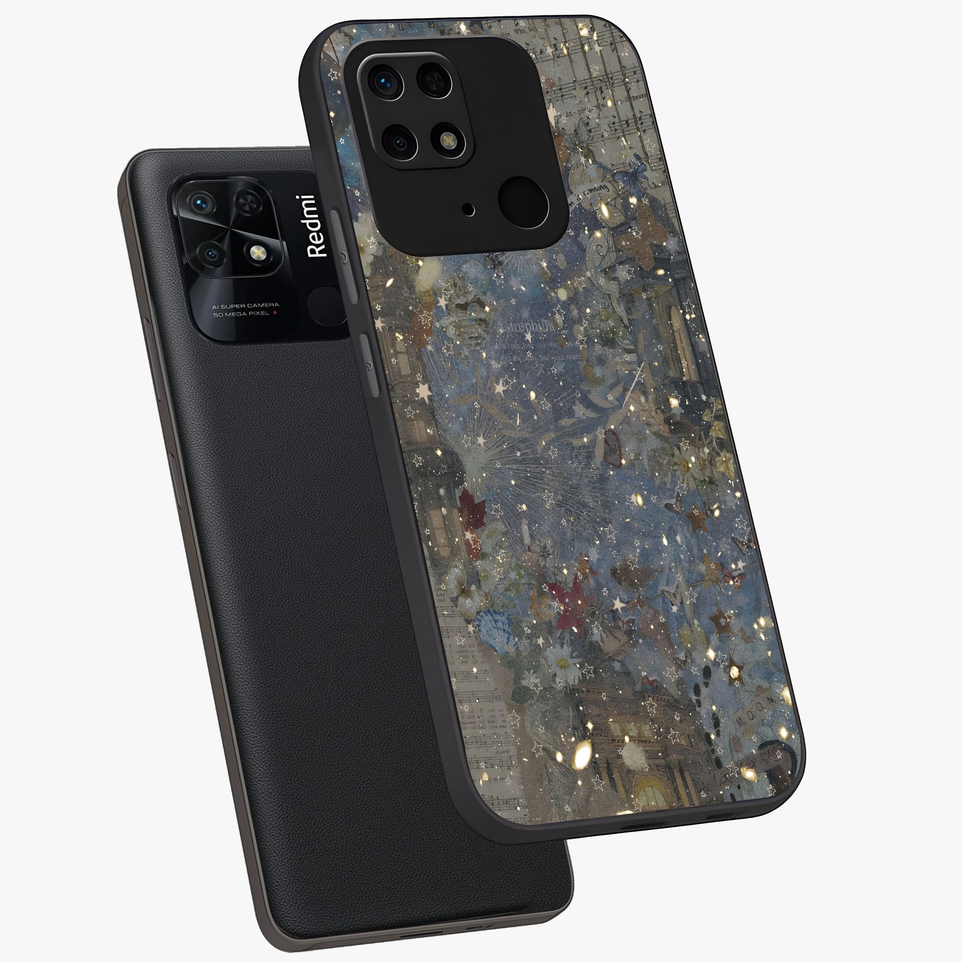 Aesthetic Astrolophia Glass Case displayed in angled mockup highlighting artistic aesthetic elements and smooth glass surface.