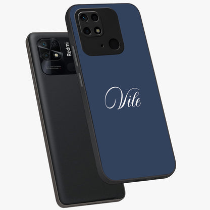 Blue Vintage Floral Pattern Glass Case showing flat back view with elegant vintage floral artwork and glossy glass finish.