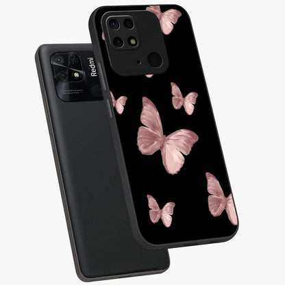 Butterfly Pattern Glass Case displayed in angled mockup highlighting delicate butterfly design and aesthetic pattern style.