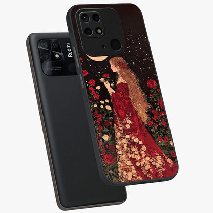 Crimson Dreams Glass Case displayed in angled mockup highlighting soft crimson aesthetic design with artistic theme.