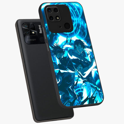 Cursed Energy Clash Glass Case displayed in angled mockup highlighting powerful battle inspired graphic with anime style aesthetic.