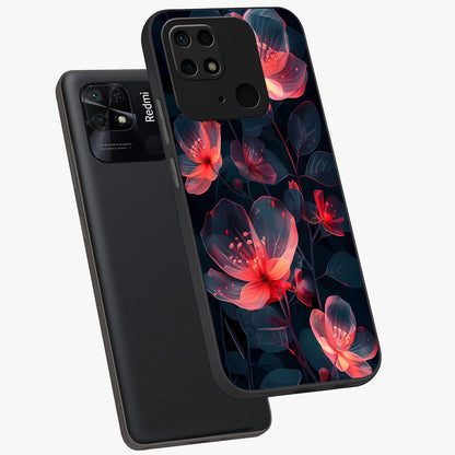 Dark Shade of Flower Glass Case displayed in angled mockup highlighting moody floral illustration with aesthetic dark tones.