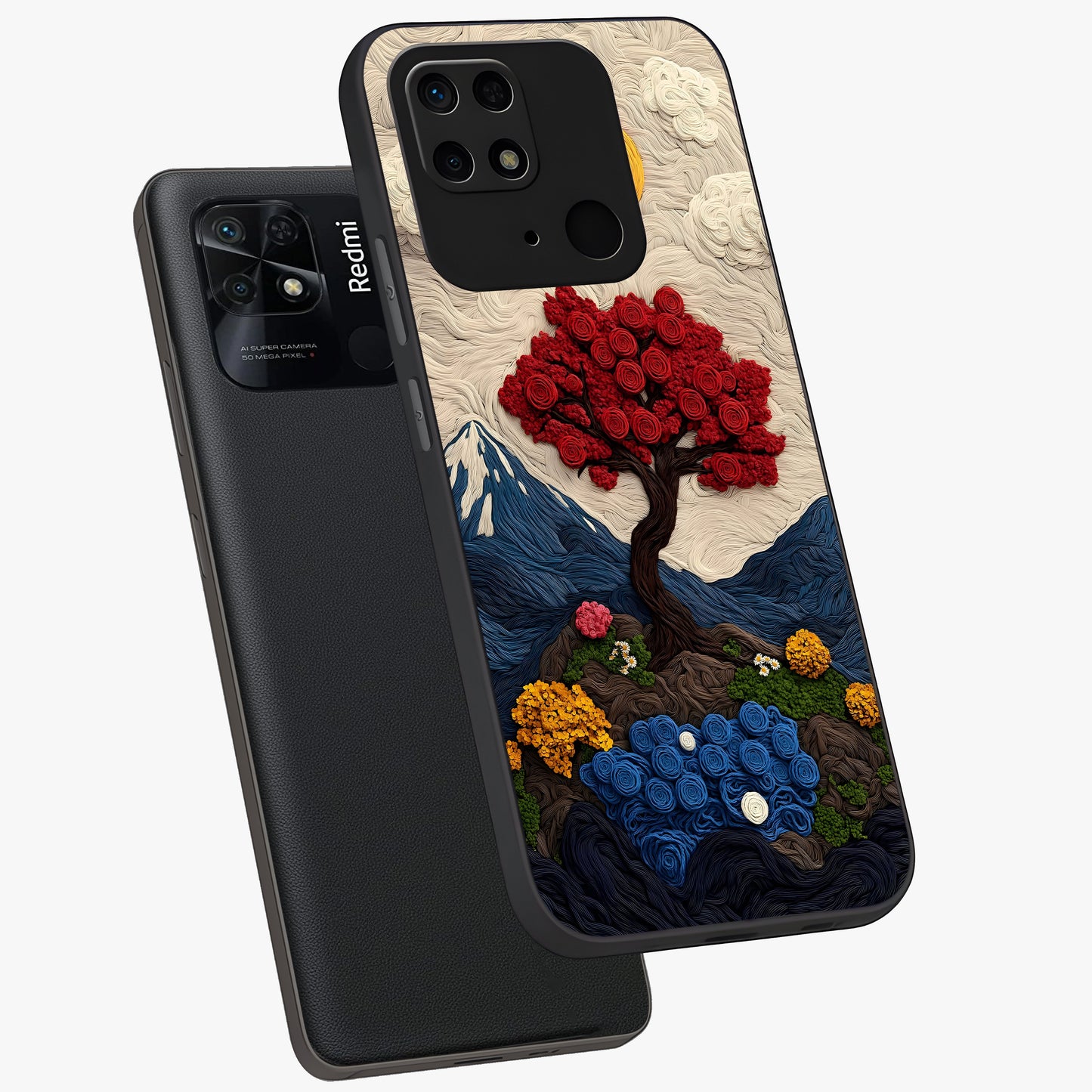 Eternal Nature Tapestry Glass Case displayed in angled mockup highlighting detailed botanical pattern with artistic aesthetic.