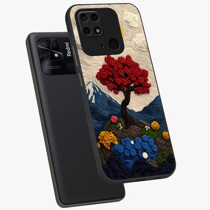 Eternal Nature Tapestry Glass Case displayed in angled mockup highlighting detailed botanical pattern with artistic aesthetic.