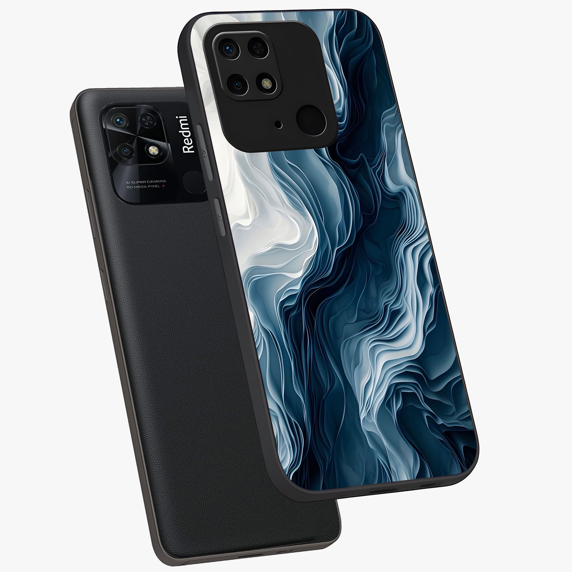 Ethereal Paper Marble Glass Case displayed in angled mockup highlighting elegant marble pattern with modern aesthetic style.