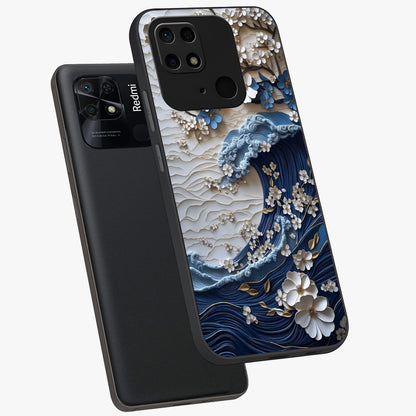 Floral Wave Origami Glass Case displayed in angled mockup highlighting geometric origami flower design with modern aesthetic style.