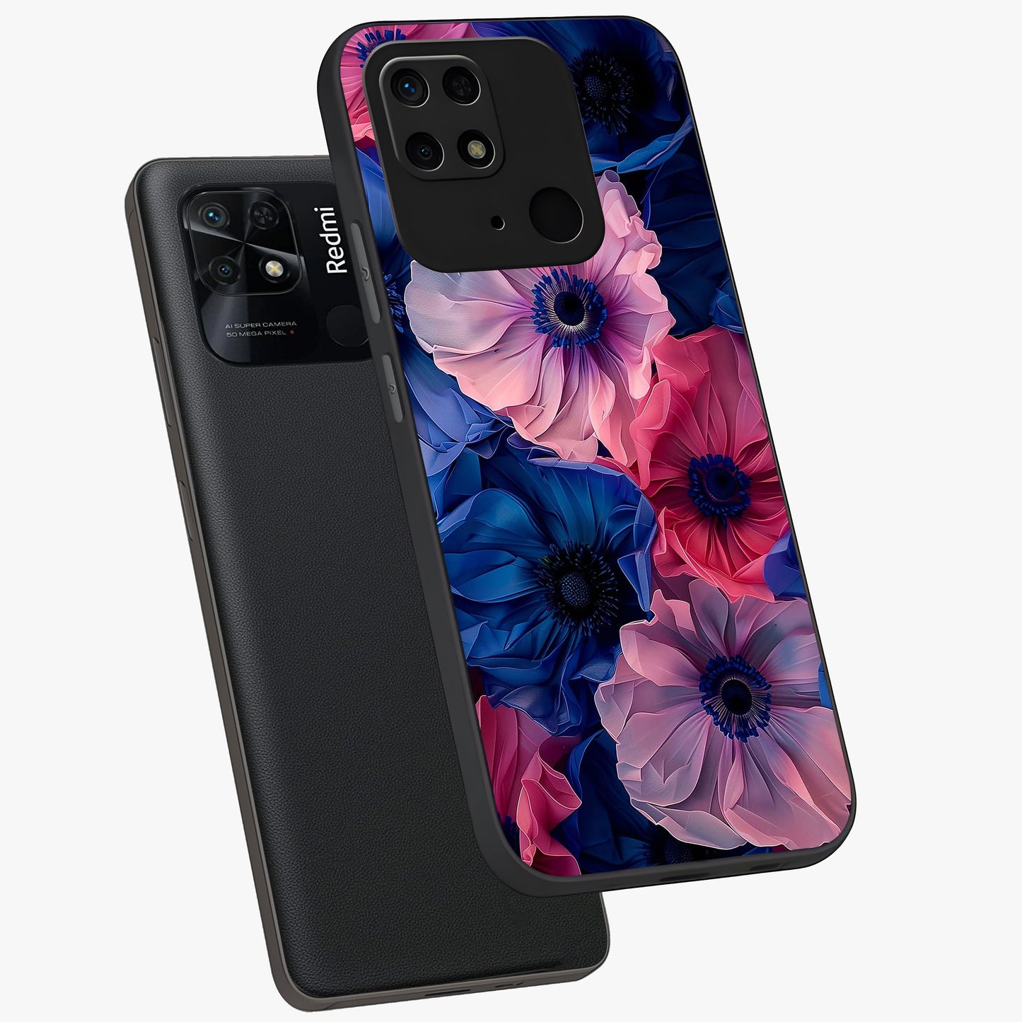 Flower Paper Art Pattern Glass Case displayed in angled mockup highlighting layered paper flower design with artistic aesthetic.