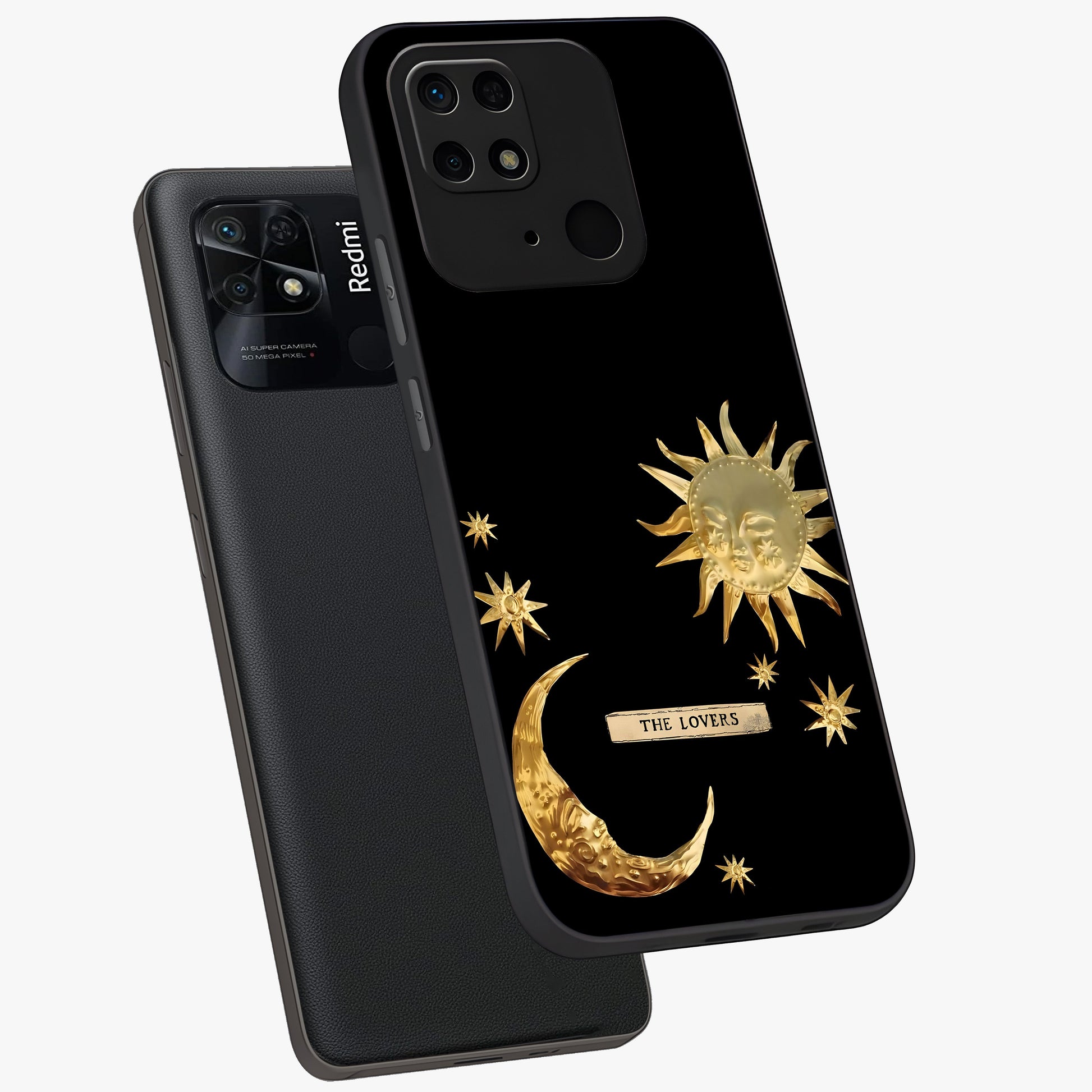 Gold Sun Blush Glass Case displayed in angled mockup highlighting radiant sun design with warm golden aesthetic.