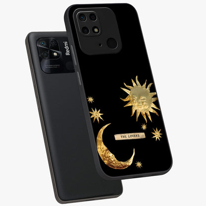 Gold Sun Blush Glass Case displayed in angled mockup highlighting radiant sun design with warm golden aesthetic.