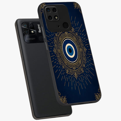Golden Celestial Charm Glass Case displayed in angled mockup highlighting sparkling cosmic charm design with celestial aesthetic.