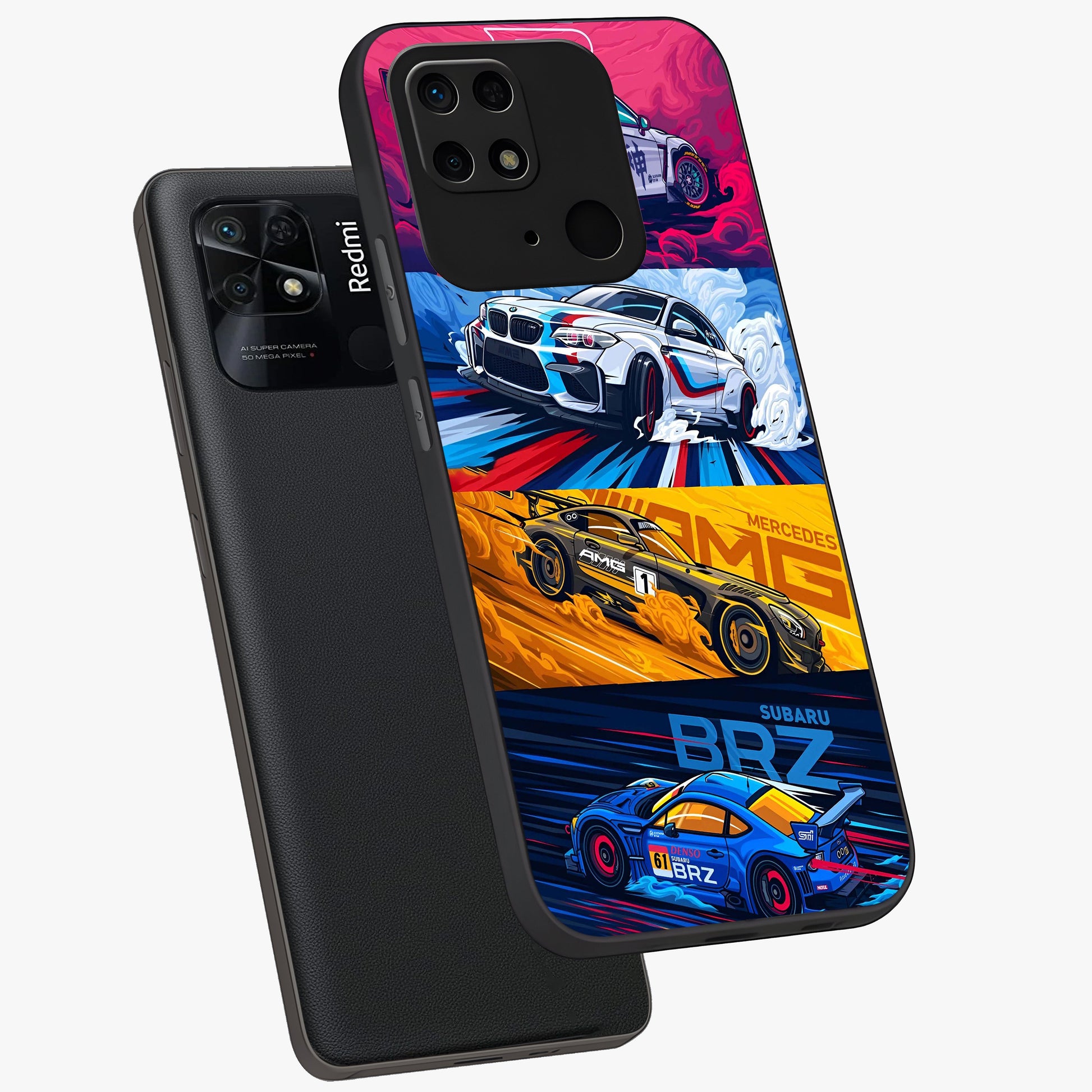 JDM Sports Car Glass Case displayed in angled mockup highlighting sleek Japanese racing car design with automotive aesthetic.