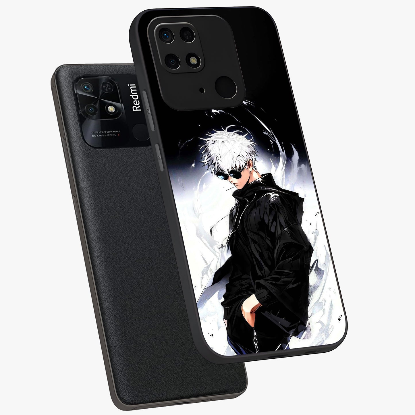 Limitless Shadow King Glass Case displayed in angled mockup highlighting dramatic dark hero design with intense aesthetic.