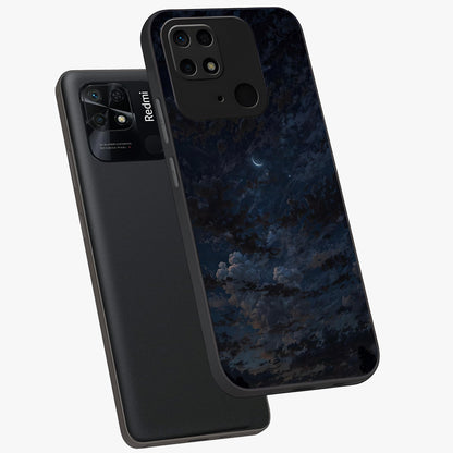Lunar Veil Silence Glass Case displayed in angled mockup highlighting soft lunar design with peaceful celestial aesthetic.