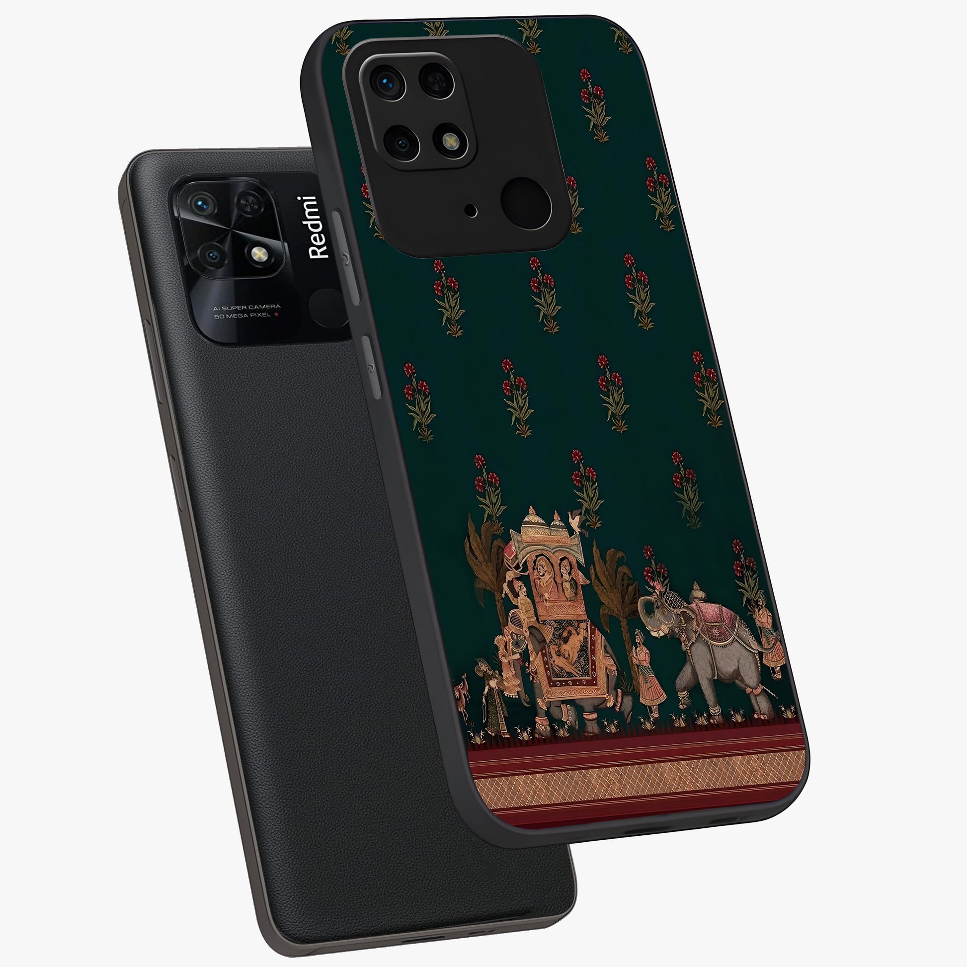 Macmerise Glass Case displayed in angled mockup highlighting trendy graphic design with sleek aesthetic style.