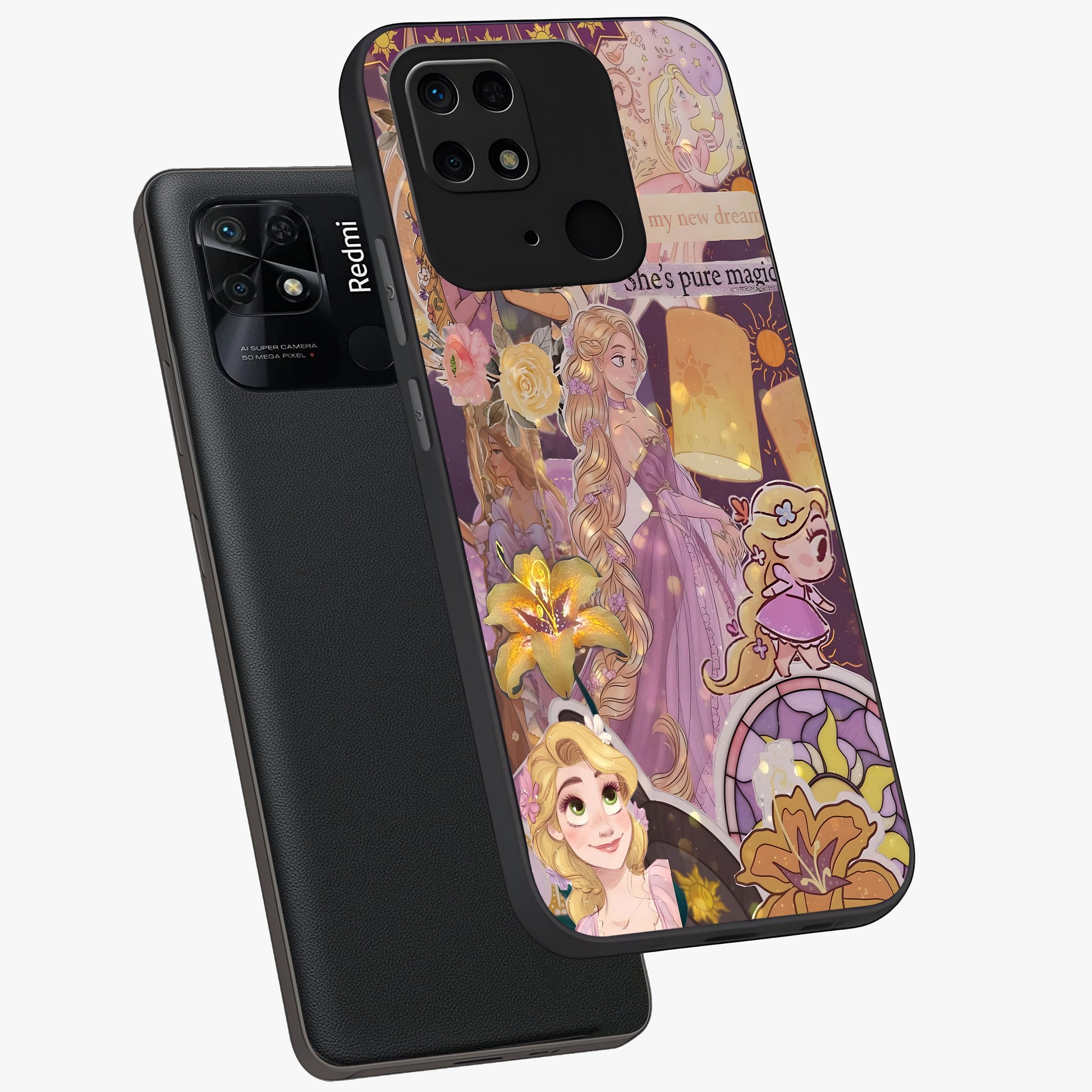 Magical Tangled Dream Glass Case displayed in angled mockup highlighting whimsical fantasy design with magical aesthetic.