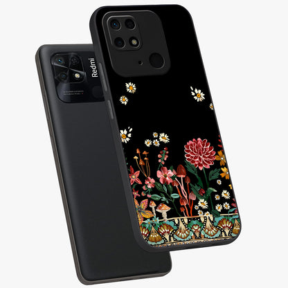 Midnight Bloom Pattern Glass Case displayed in angled mockup highlighting elegant flower design with midnight aesthetic style.