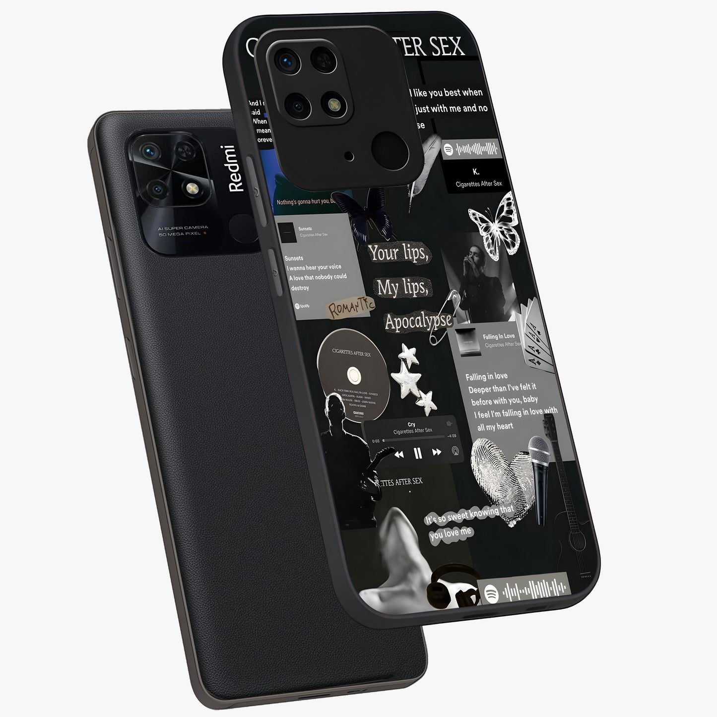 Midnight Love Echo Glass Case displayed in angled mockup highlighting elegant love inspired design with deep aesthetic style.