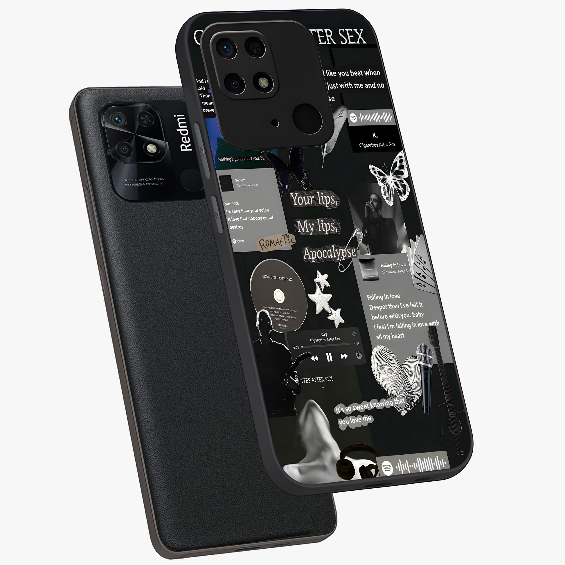 Midnight Love Echo Glass Case displayed in angled mockup highlighting elegant love inspired design with deep aesthetic style.