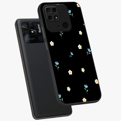 Minimal Petal Whispers Glass Case displayed in angled mockup highlighting delicate petal design with clean minimal aesthetic.