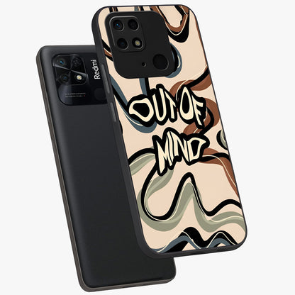 Out Of Mind Glass Case displayed in angled mockup highlighting bold statement design with modern artistic aesthetic.