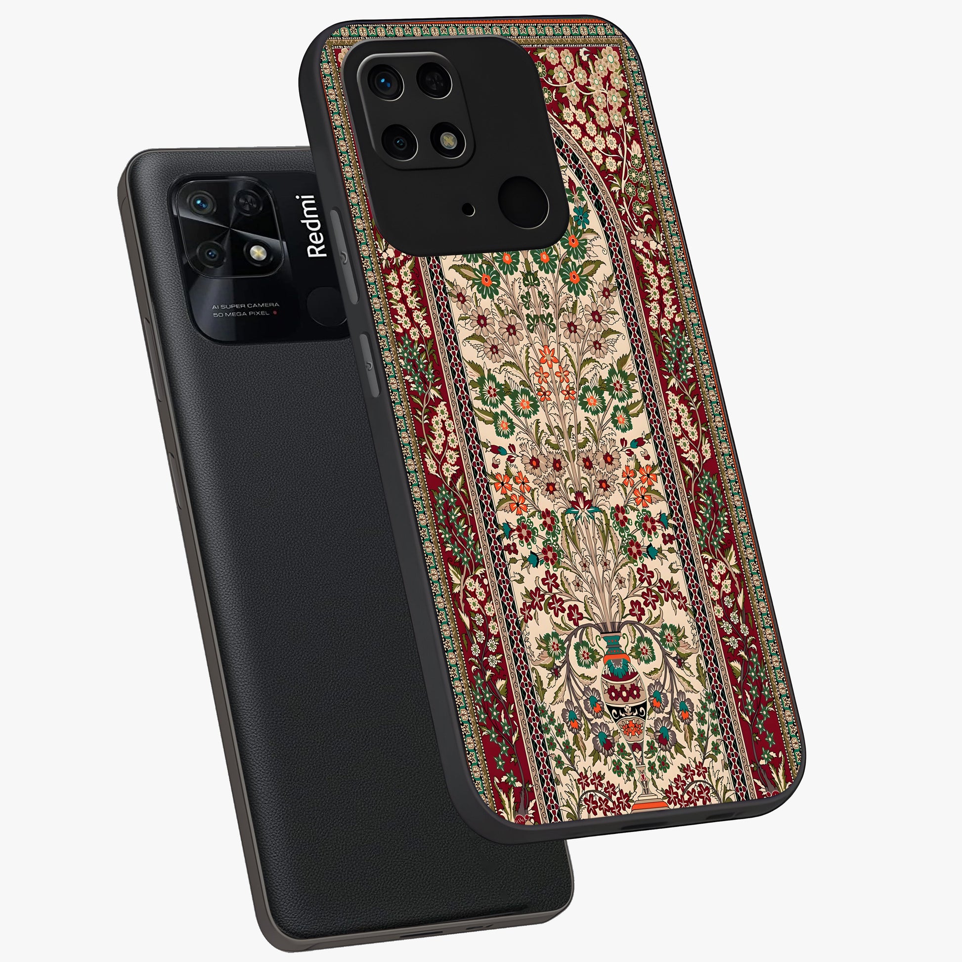 Persian Inspired Glass Case displayed in angled mockup highlighting intricate traditional design with elegant cultural aesthetic.