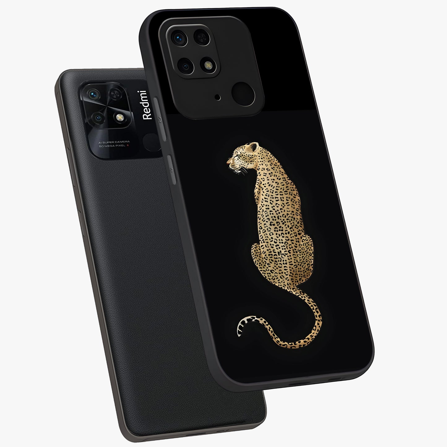 Regal Leopard Glass Case displayed in angled mockup highlighting powerful animal illustration with stylish wild aesthetic.