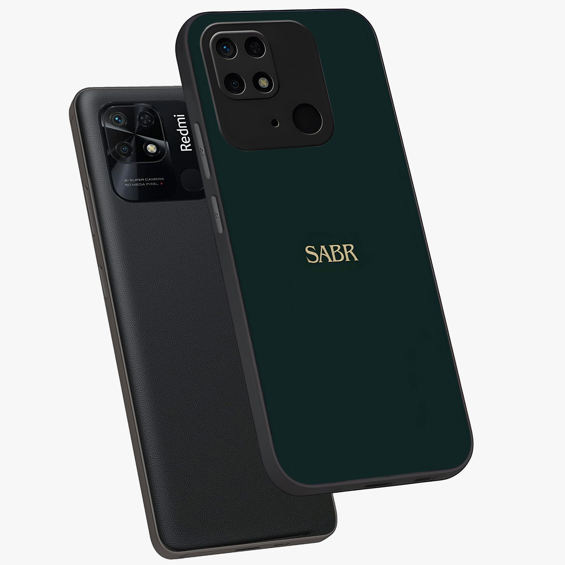 Sabr Minimal Patience Glass Case displayed in angled mockup highlighting simple inspirational design with clean aesthetic style.