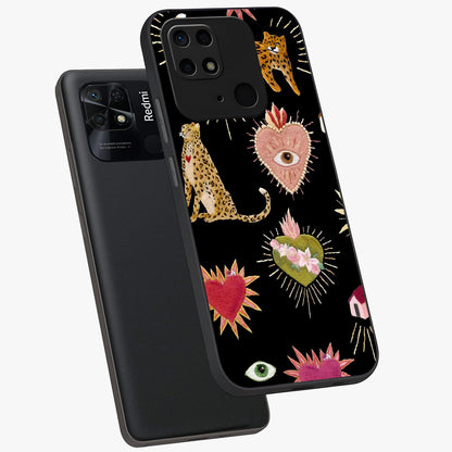 Sacred Jungle Heart Glass Case displayed in angled mockup highlighting lush tropical design with natural aesthetic style.
