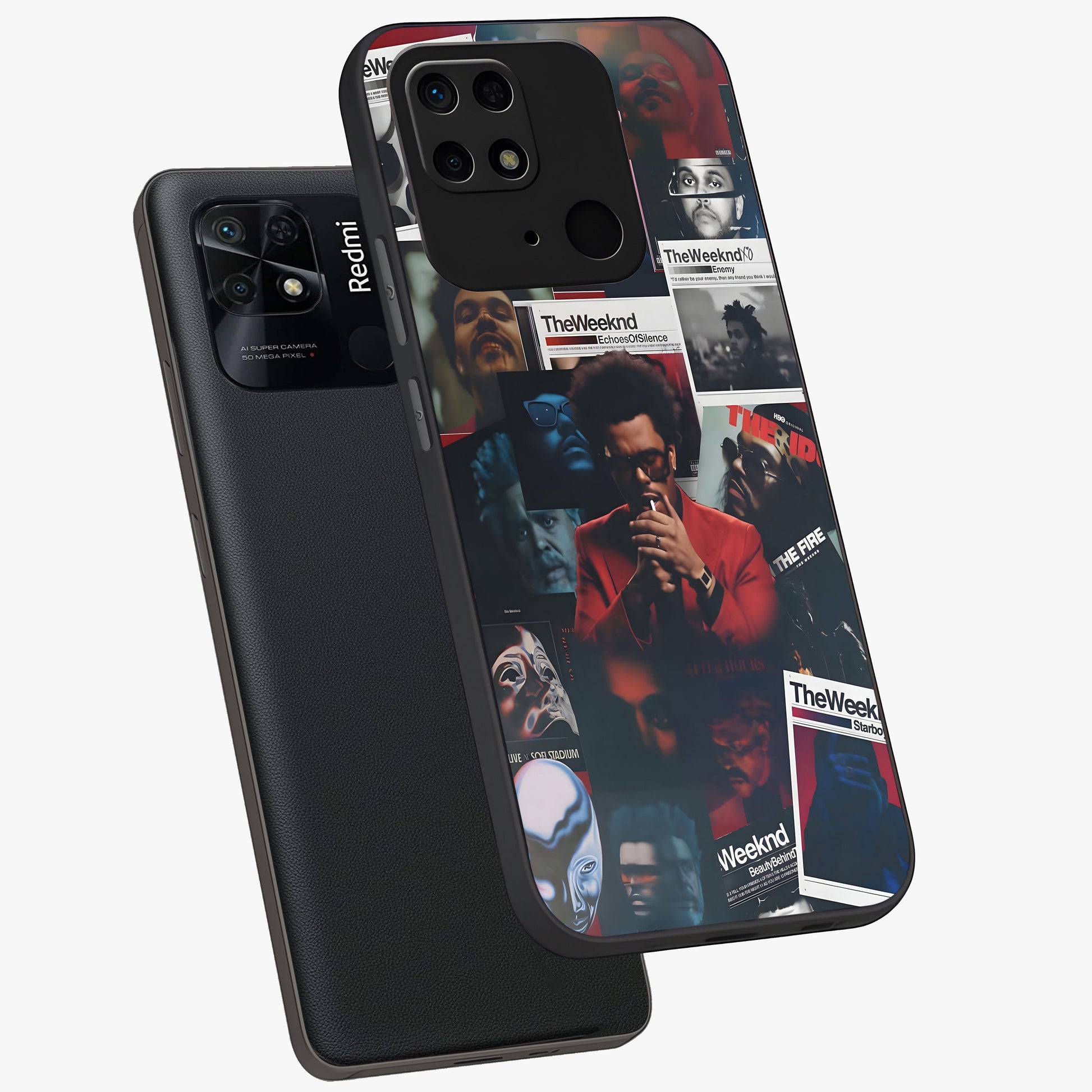The Weeknd Glass Case displayed in angled mockup highlighting stylish pop culture inspired design with modern aesthetic.
