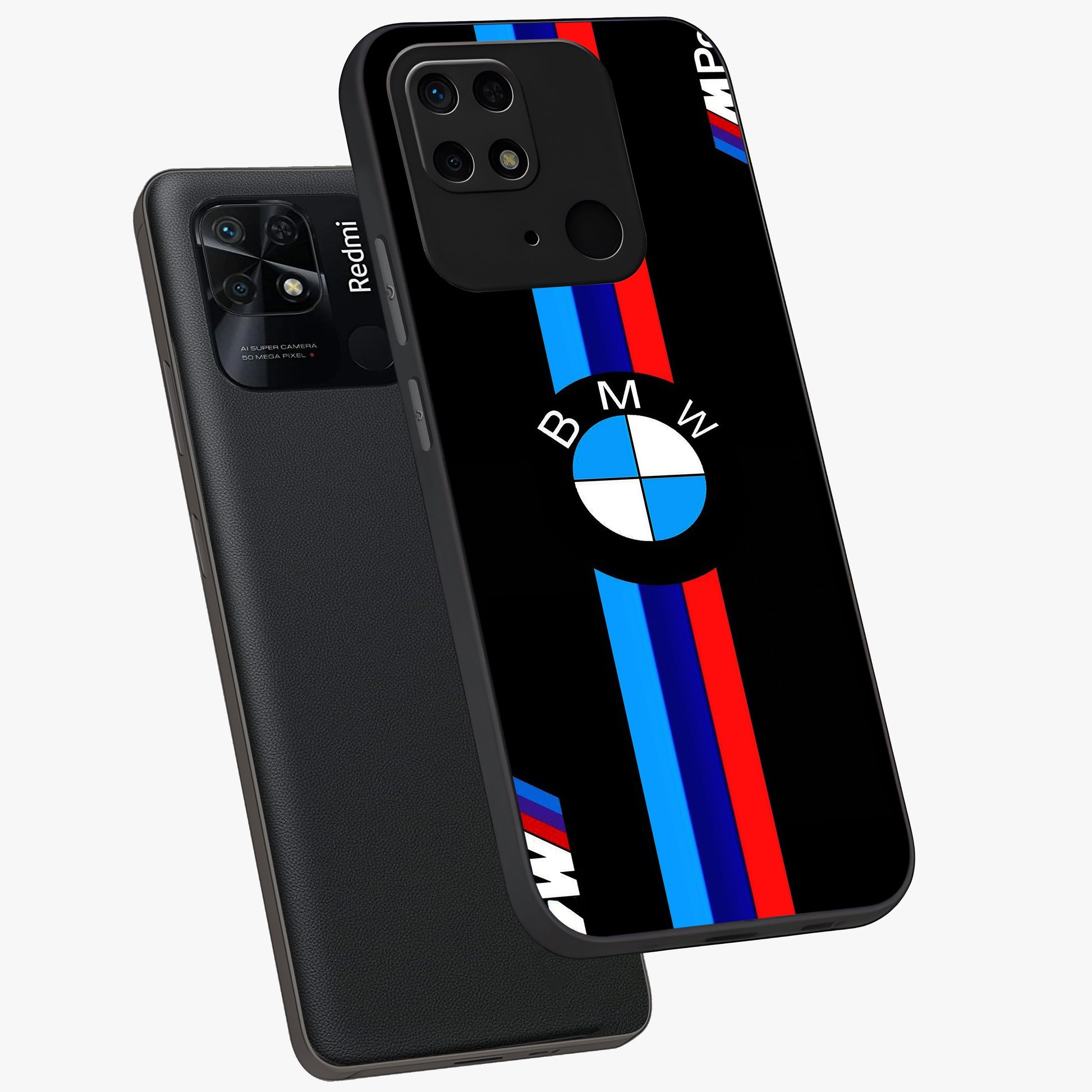 Turbo BMW Beast Glass Case displayed in angled mockup highlighting sleek racing car design with bold automotive aesthetic.