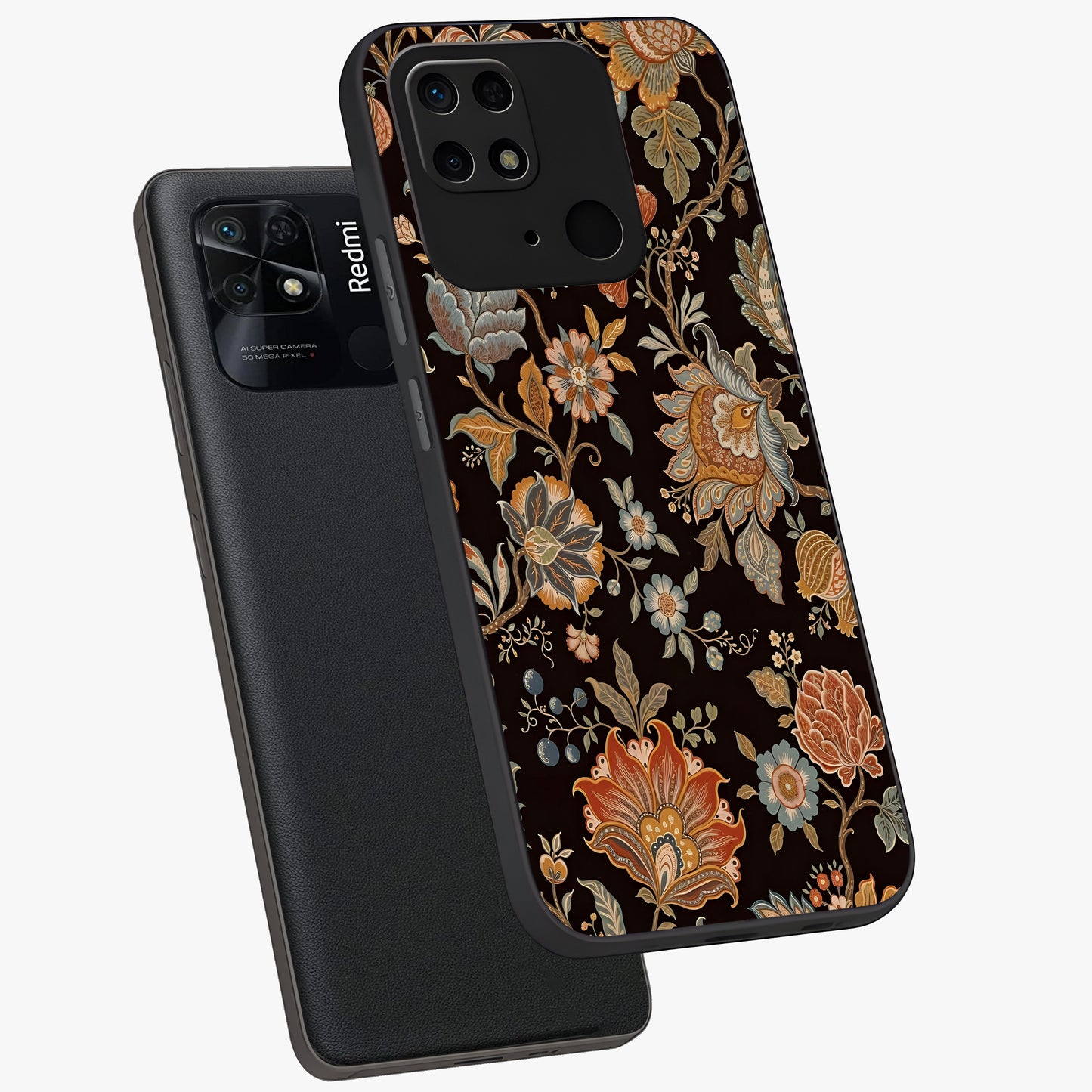 Vintage Floral Dream Glass Case displayed in angled mockup highlighting elegant vintage flower design with soft aesthetic style.