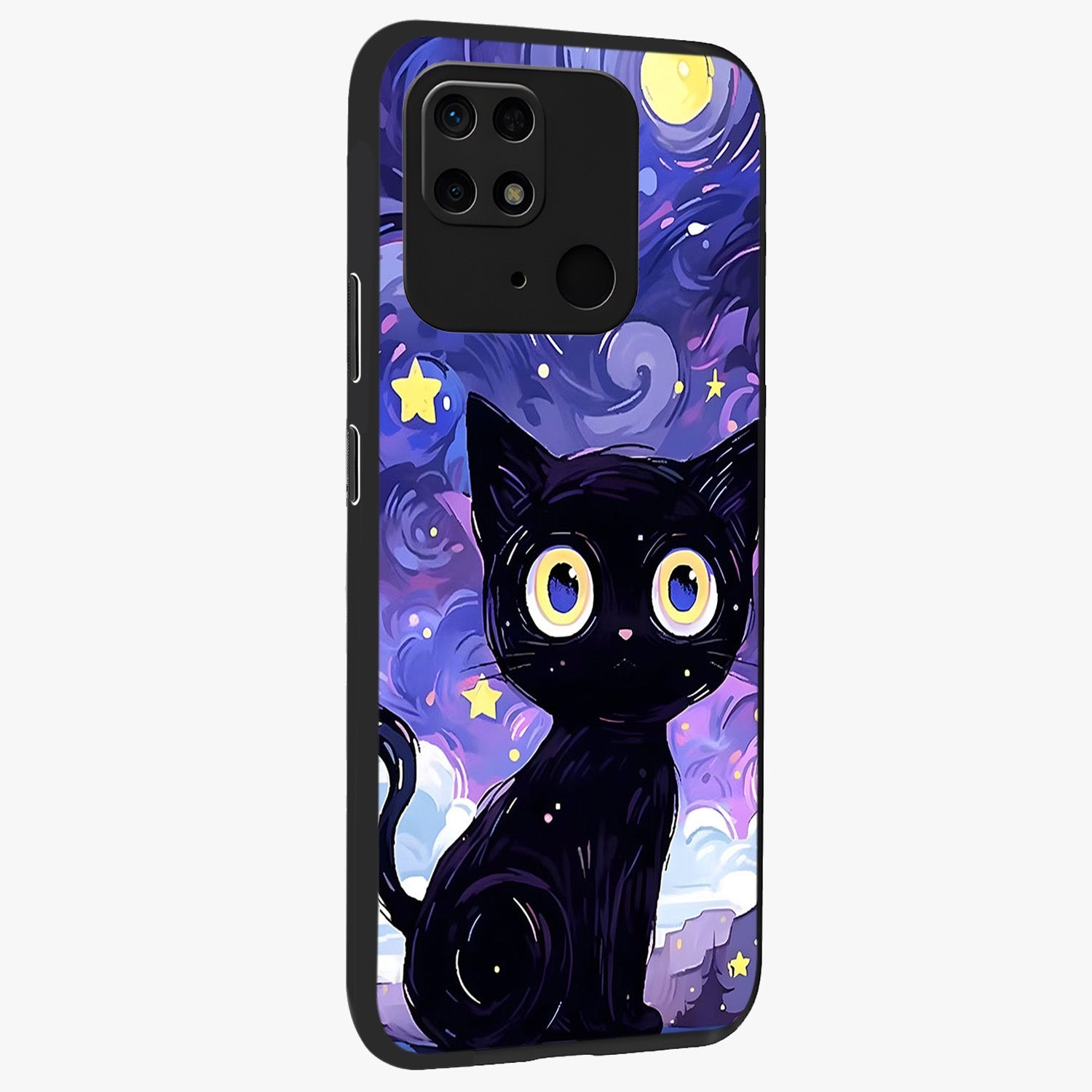 Abstract Cat Art Glass Case upright view showcasing creative feline illustration and aesthetic artistic style.