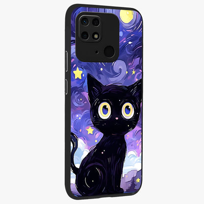 Abstract Cat Art Glass Case upright view showcasing creative feline illustration and aesthetic artistic style.