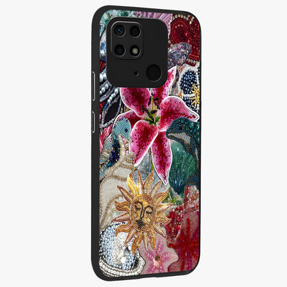 Beaded Garden Fantasy Glass Case upright view showcasing whimsical garden aesthetic with artistic bead details.
