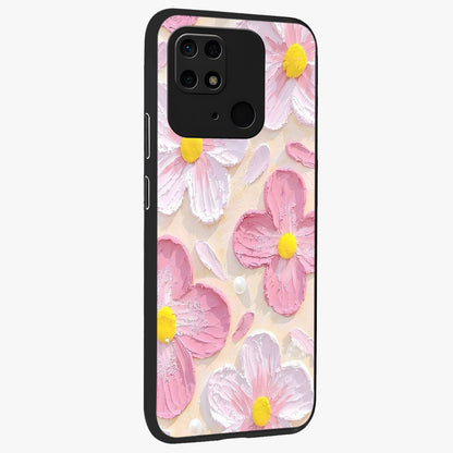Blush Bloom Texture Glass Case upright view showcasing delicate blush floral texture with modern minimal style.