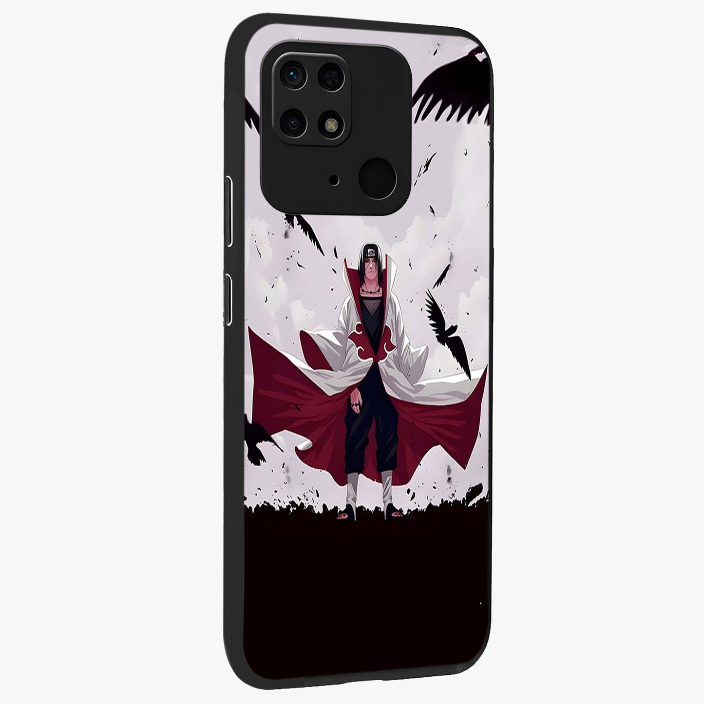 Crimson Crow Ascension Glass Case upright view showcasing dramatic crow artwork with bold gothic theme.