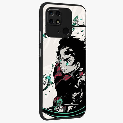 Demon Slayer Glass Case upright view showcasing powerful anime artwork with intense warrior theme.