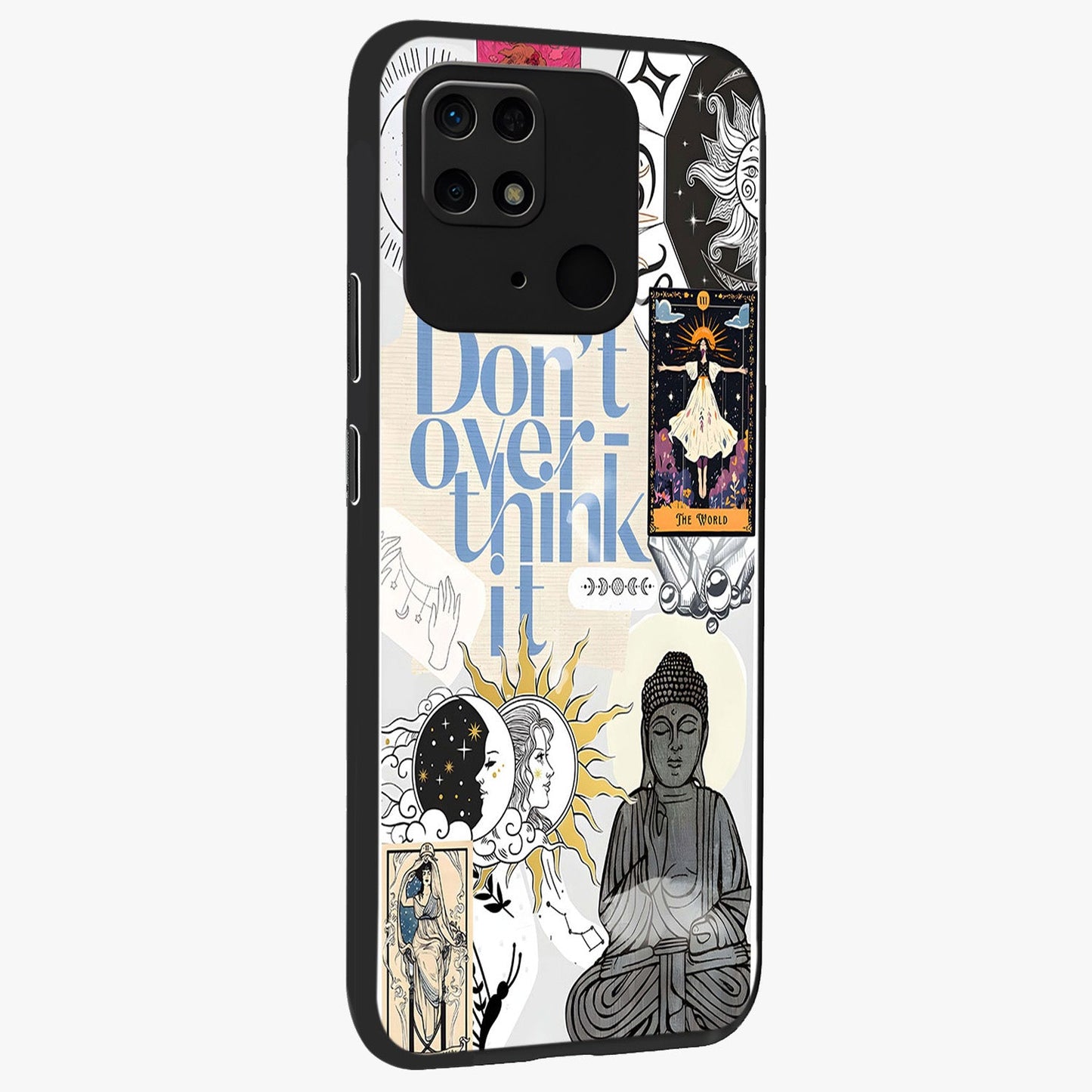 Ethereal Thoughts Glass Case upright view showcasing delicate artistic composition with peaceful dreamy theme.