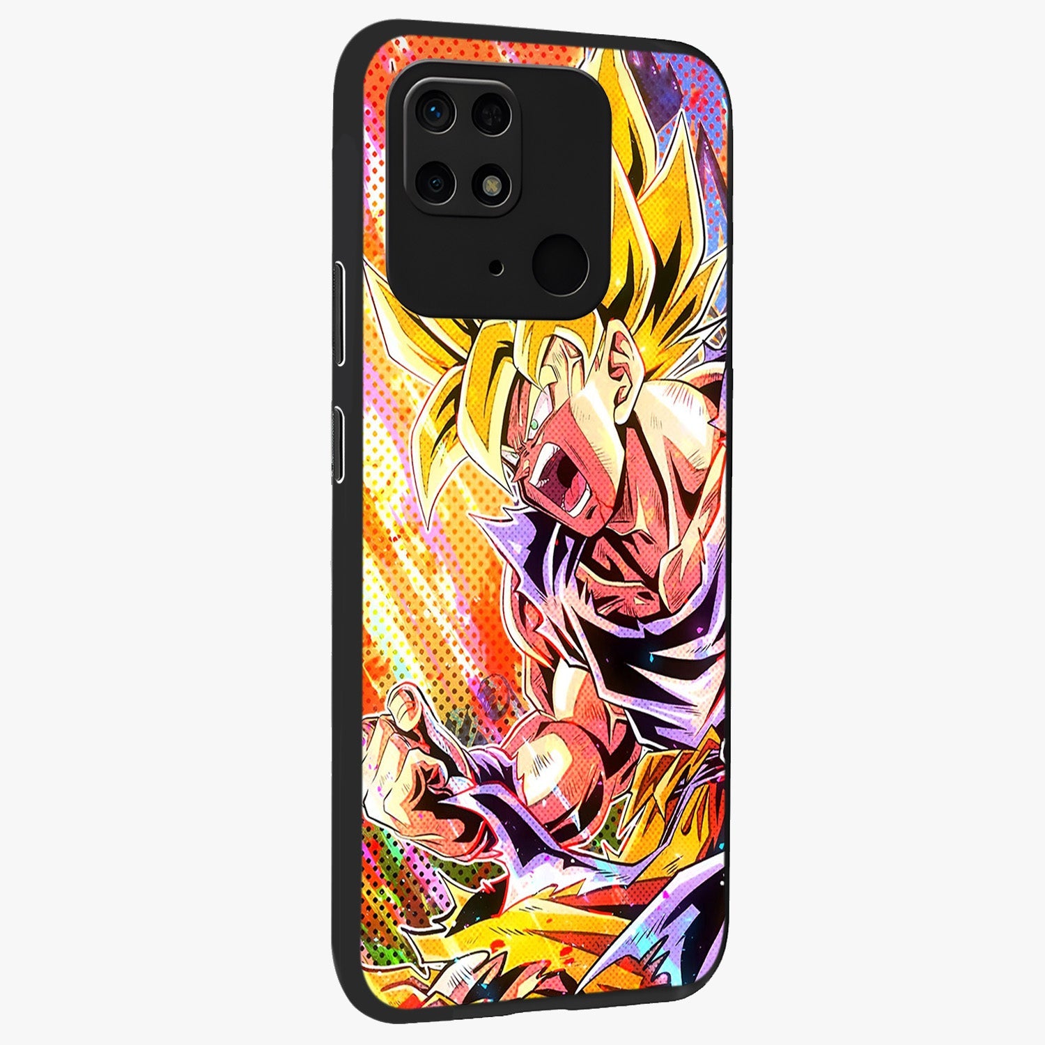 Firing Goku Glass Case upright view showcasing energetic anime artwork with bold warrior theme.