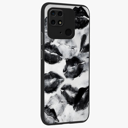 Midnight Kiss Marks Glass Case upright view showcasing stylish kiss mark artwork with trendy romantic theme.