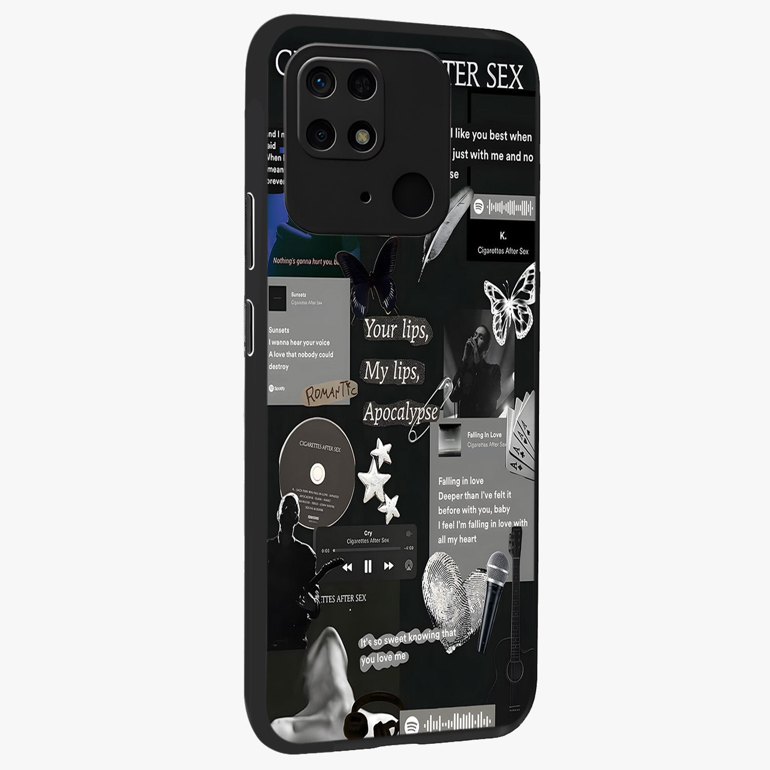 Midnight Love Echo Glass Case upright view showcasing expressive romantic artwork with dreamy midnight theme.