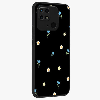 Minimal Petal Whispers Glass Case upright view showcasing elegant floral artwork with modern minimalist style.