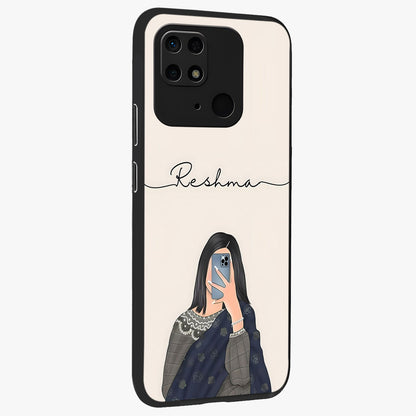 Mirror Mood Muse With Custom Name Glass Case upright view showcasing artistic mirror themed artwork with personalized aesthetic.