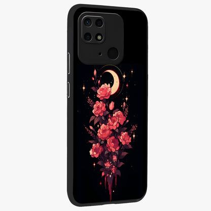 Moonlit Floral Elegance Glass Case upright view showcasing delicate floral artwork with refined night inspired theme.