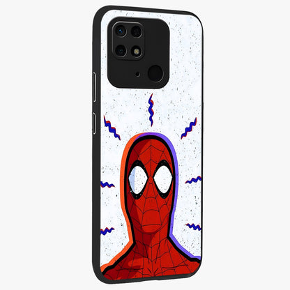 Omg Spiderman Glass Case upright view showcasing energetic superhero artwork with vibrant comic theme.