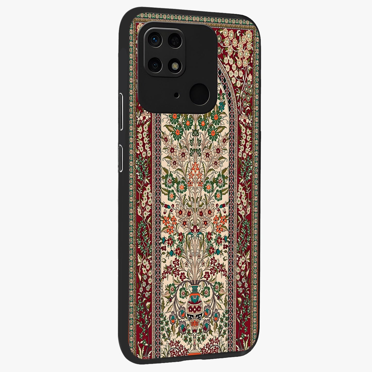 Persian Inspired Glass Case upright view showcasing decorative Persian artwork with rich heritage theme.